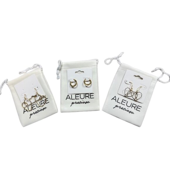 3-Pair Gold Tone Earrings Set – Hearts & Hoops - Picture 1 of 8